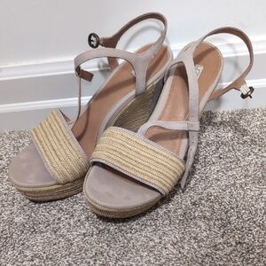 UGG Taupe and Tan Espadrille Wedges